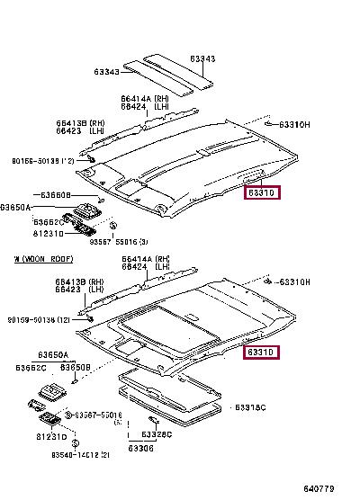 6331042170B0 Toyota Обшивка крыши