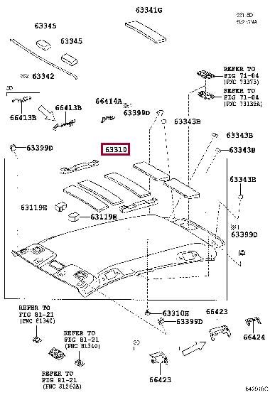 6331052A91B0 Toyota Обшивка даху