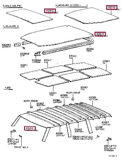 6331090353 Toyota Обшивка крыши