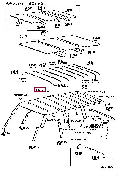 6331090A0118 Toyota Обшивка крыши