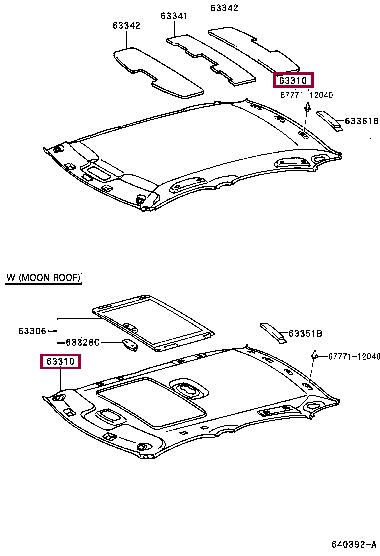 63310AC060A0 Toyota Обшивка крыши