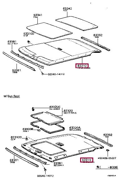 633112028108 Toyota Обшивка крыши