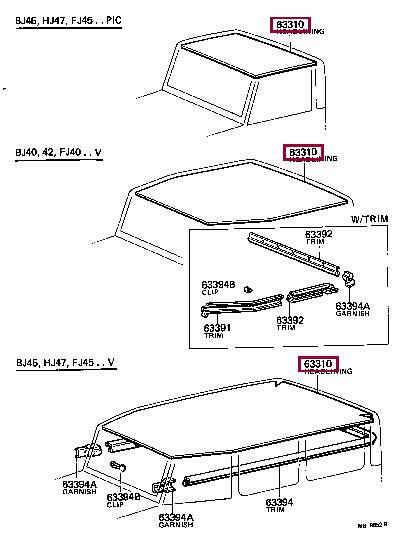 6331190333 Toyota Обшивка даху