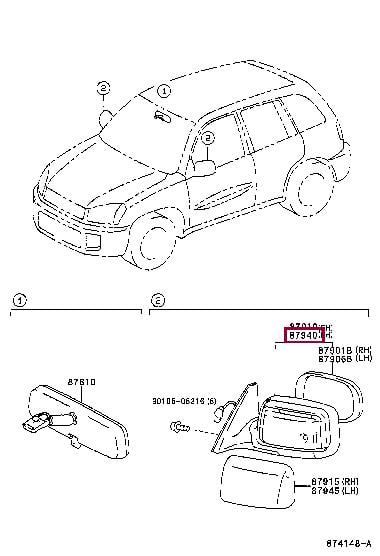 Боковое зеркало Toyota Rav 4 (Тойота Рав 4): 8794042620 Toyota Зеркало наружное заднего вида