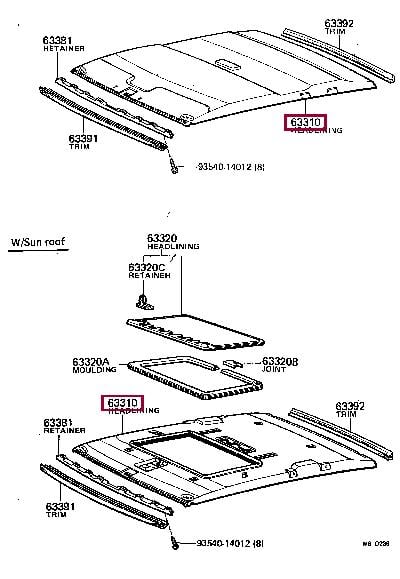 633101427204 Toyota Обшивка даху