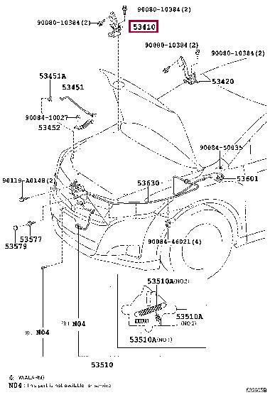 534100T010 Toyota Петля капота
