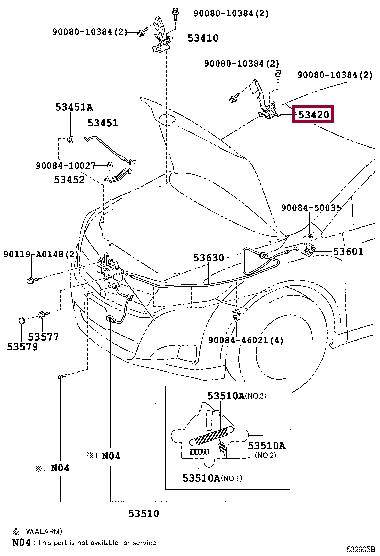 534200T010 Toyota Петля капота