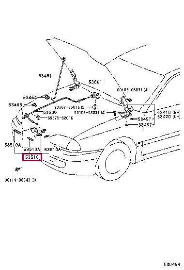 5351021010 Toyota Замок капота
