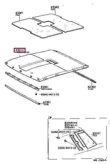 633101440004 Toyota Обшивка даху