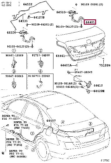 6440106400 Toyota Крышка багажника