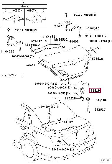 64600AC030 Toyota Замок крышки багажника