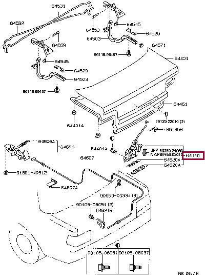 6461012120 Toyota Lock assy, luggage compartment door