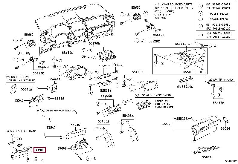7390002010B0 Toyota Подушка безопасности, приборная панель нижняя номер 1