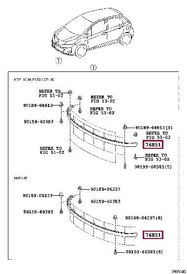 768510D050 Toyota Накладка бампера