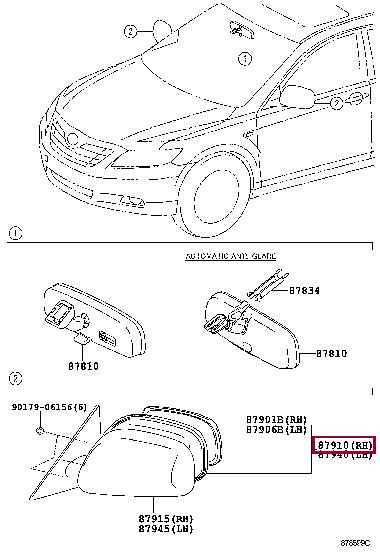 Toyota 87910-06909 Зеркало наружное заднего вида правое 8791006909: Отличная цена - Купить в Украине на EXIST.UA! 8791006909 Toyota Зеркало наружное заднего вида правое
