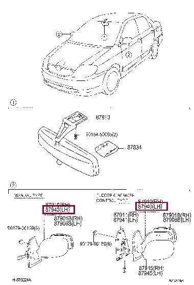 879401H031 Toyota Зеркало наружное заднего вида