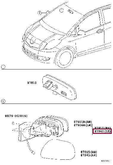 Toyota 87940-52640 Зеркало наружное заднего вида 8794052640: Отличная цена - Купить в Украине на EXIST.UA! 8794052640 Toyota Зеркало наружное заднего вида