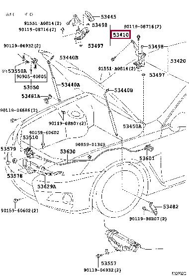 5341053070 Toyota Петля капота, rh