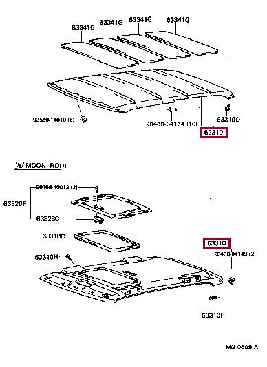 633101028003 Toyota Обшивка даху