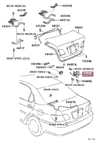 6460033110 Toyota Замок кришки багажника