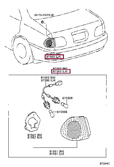 815601E080 Toyota Фонарь задний