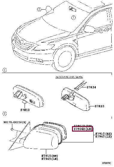 Стекло наружного зеркала левого Toyota 87961-06290