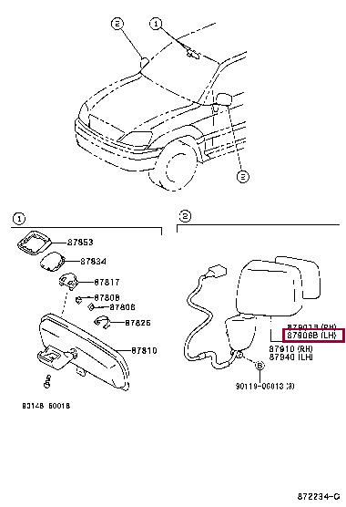 8796148100 Toyota Зеркальный элемент левый