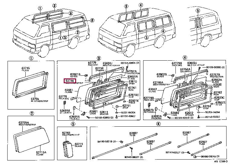 6225395J00 Toyota Ущільнювач скла