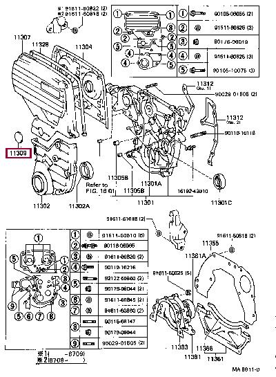 1132542010 Toyota Cover sub-assy, timing belt, no.4