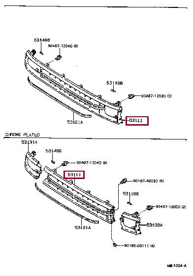5311135070 Toyota Решітка радіатора