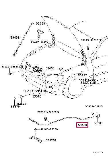5363053010 Toyota Трос замка капота