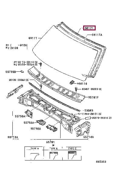 5612189120 Toyota Уплотнитель стекла ветрового