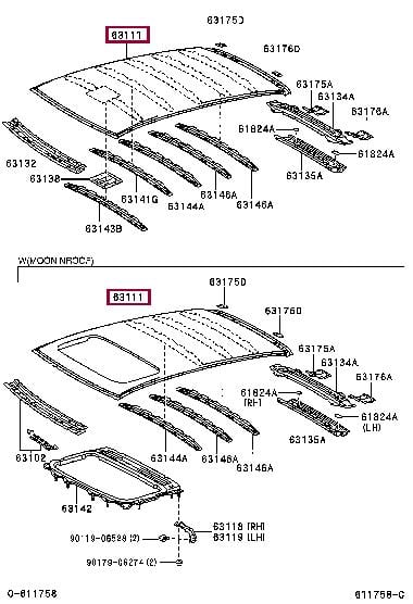 6311105280 Toyota Панель даху