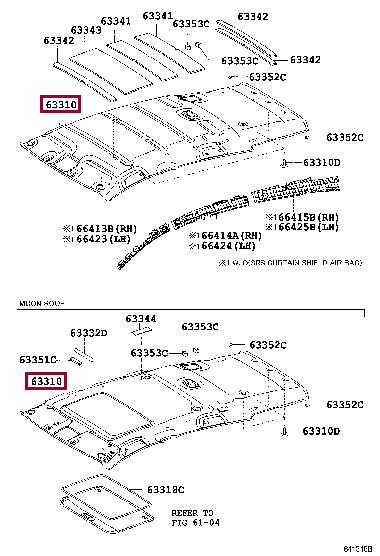 633100F010B0 Toyota Обшивка даху