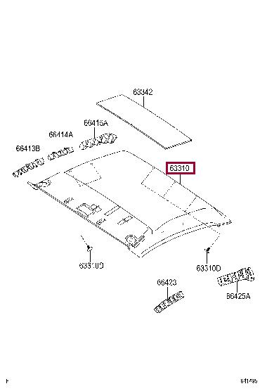 633100K010B1 Toyota Обшивка даху