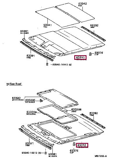 6331012680 Toyota Обшивка даху