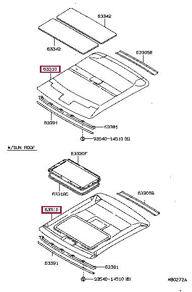 633101288003 Toyota Обшивка даху