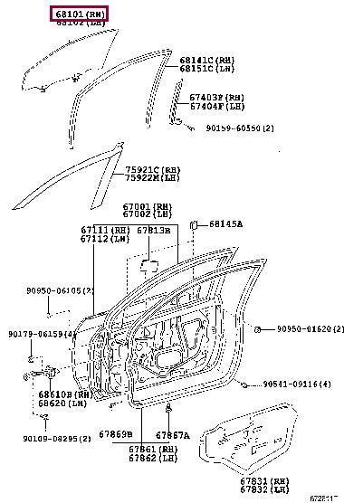 6810102110 Toyota Скло бічне