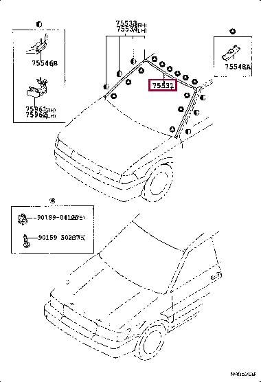 7553112290 Toyota Уплотнитель стекла ветрового