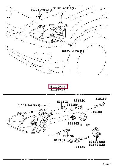 811100E020 Toyota Фара основная