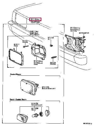 8111080169 Toyota Фара основная