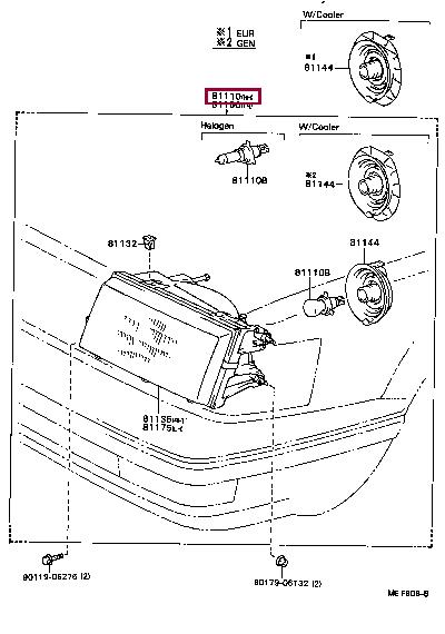 8111080316 Toyota Фара основная