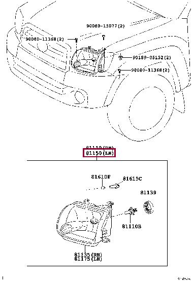 811500C031 Toyota Фара основна