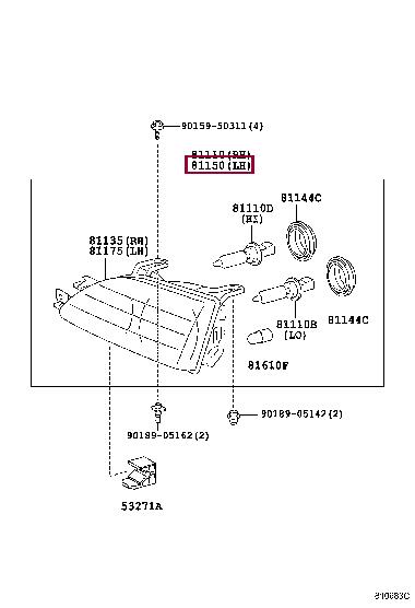 811500W010 Toyota Фара основна