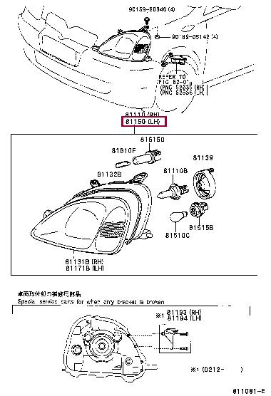 8115052141 Toyota Фара основная