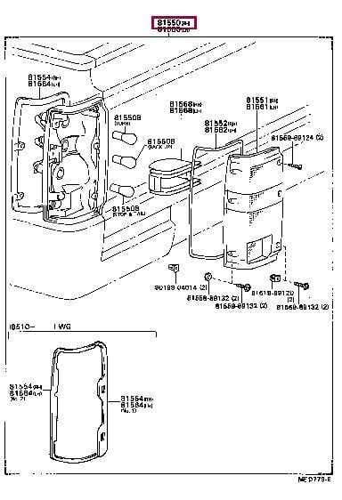 8155089159 Toyota Lamp assy, rear combination, rh
