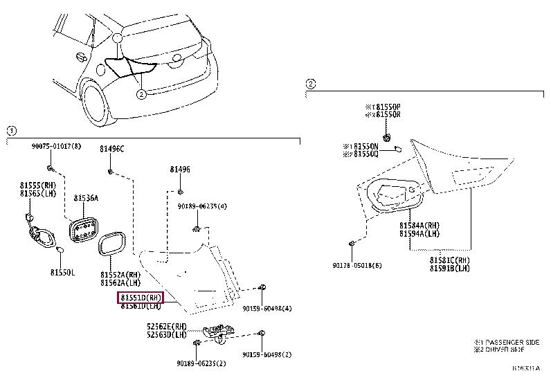Задняя фара Toyota Auris (Тойота Аурис): 8155102730 Toyota Фонарь задний