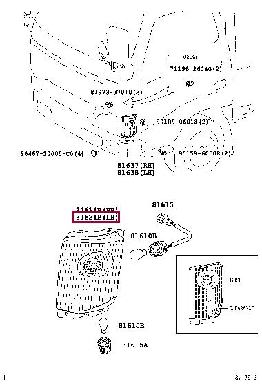 8162125021 Toyota Lens body, clearance lamp, lh