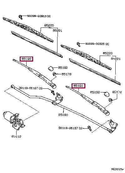 8519012841 Toyota Рычаг стеклоочистителя, система очистки окон
