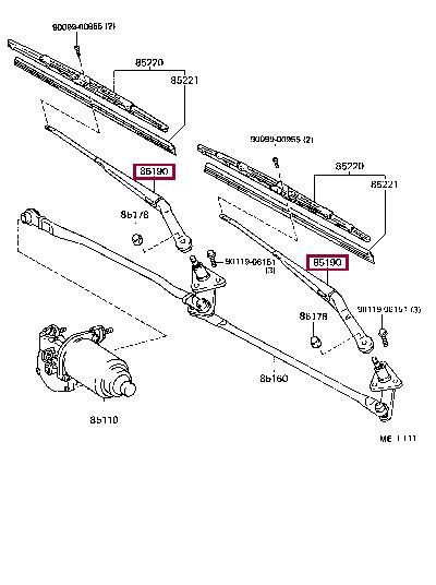 8519016171 Toyota Рычаг стеклоочистителя, система очистки окон